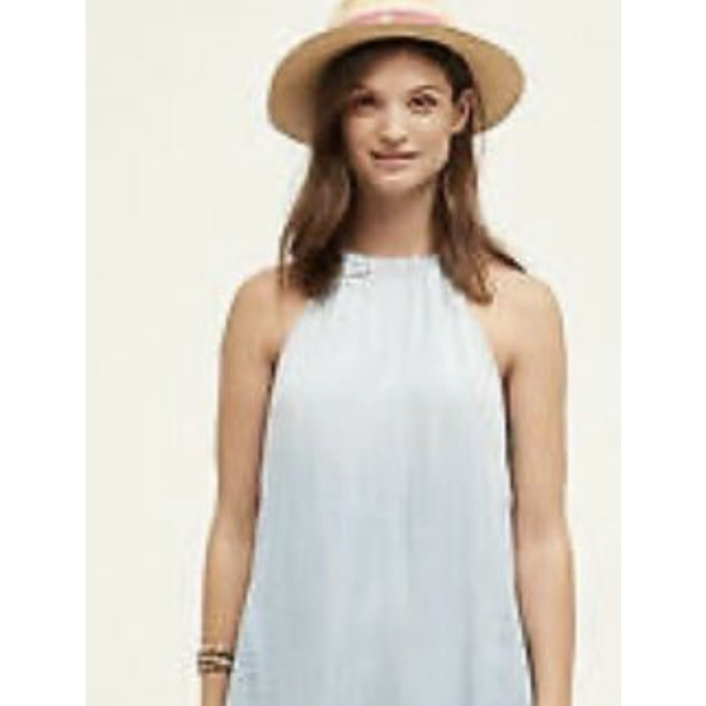 Anthropologie Cloth & Stone High Neck Open Back Hi-Low Sleeveless Blouse